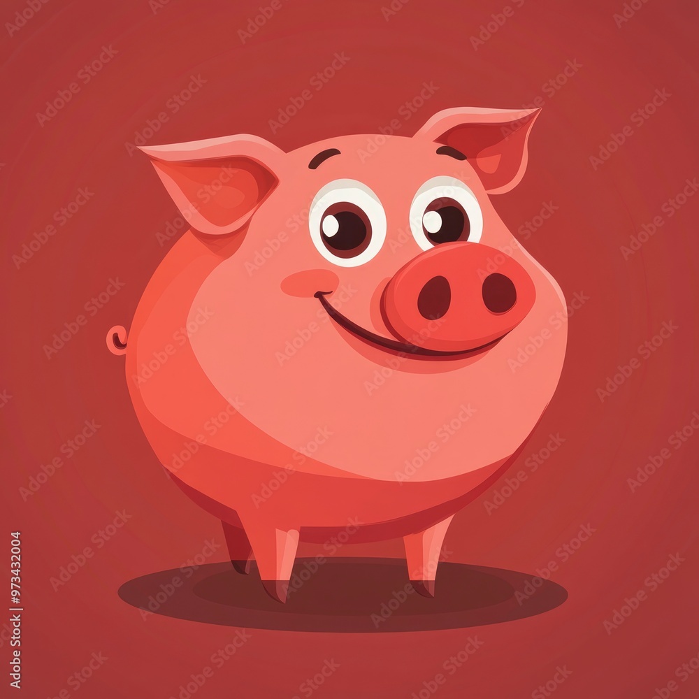 Funny red pig, 2d style, flat graphics Funny red pig, 2d style, flat graphics