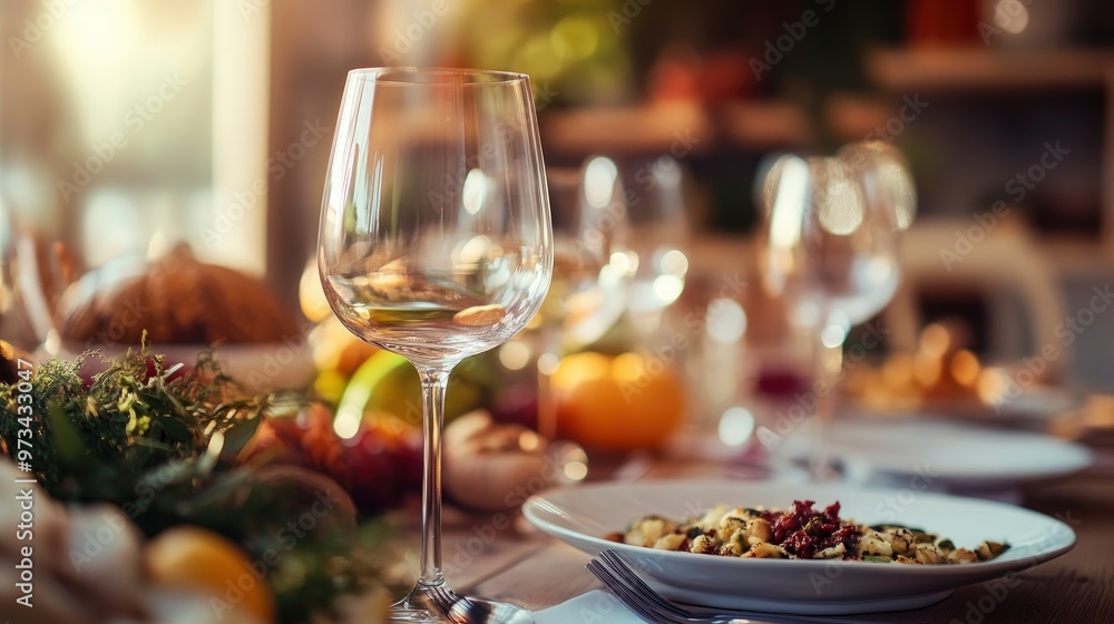Thanksgiving dinner table close up shot, festive atmosphere, space for text Thanksgiving dinner table close up shot, festive atmosphere, space for text