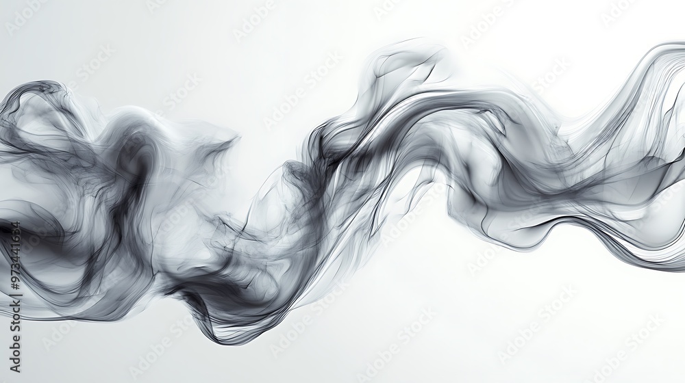 Fototapeta premium Abstract black smoke swirl design on white background
