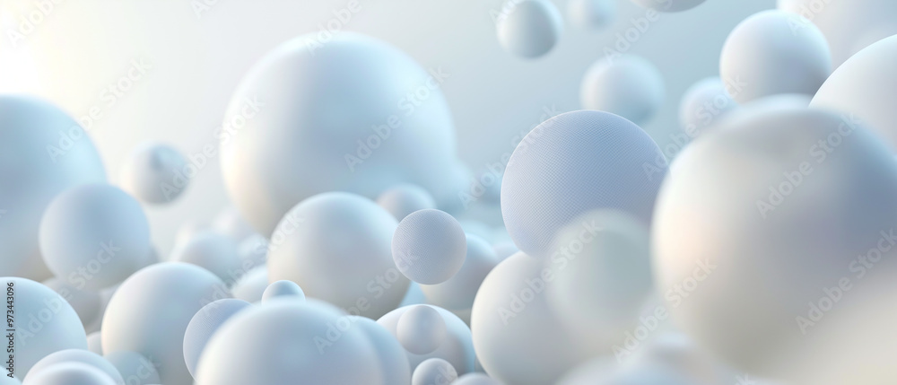 A soft composition of floating white spheres on a light background, symbolizing minimalism, purity, and abstract aesthetics.