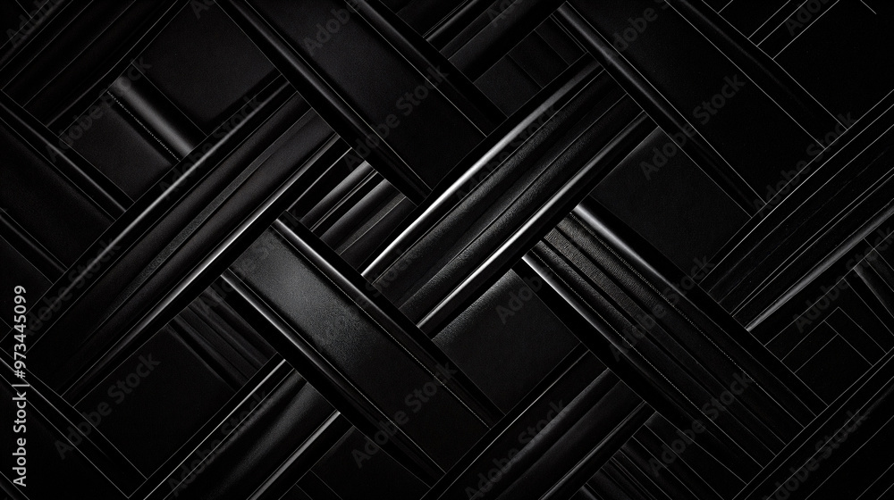 The close-up view captures the detailed weaving of black leather, showcasing the artistry and craftsmanship in a contemporary textile design - Generative AI The close-up view captures the detailed weaving of black leather, showcasing the artistry and craftsmanship in a contemporary textile design - Generative AI