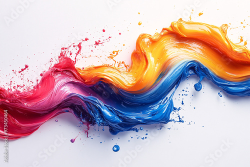 Wallpaper Mural Abstract colorful acrylic paint in motion on white background, perfect for business presentations and artistic backgrounds. Torontodigital.ca
