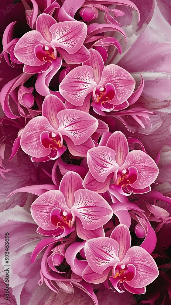 Pink orchids flowers background design Pink orchids flowers background design