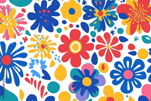 Colorful and intricate seamless pattern with floral and abstract shapes