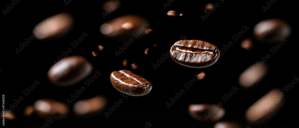 A close up of coffee beans in the air, with some of them falling to the ground. Scene is one of chaos and disorder, as the coffee beans are scattered in all directions A close up of coffee beans in the air, with some of them falling to the ground. Scene is one of chaos and disorder, as the coffee beans are scattered in all directions