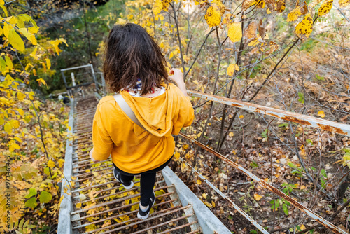 Discovering the Unmatched Beauty of Nature Embarking on an Enriching Journey Down the Beautiful AutumnHued Stairs and Scenic Pathways photo