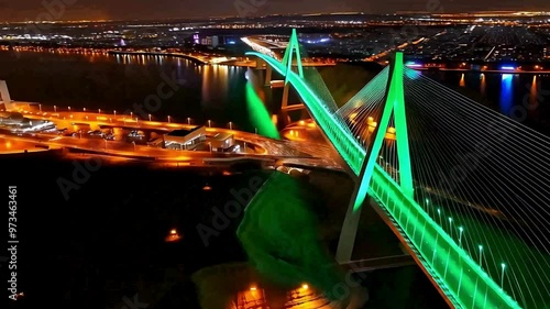  flight above suspension bridge, City of Riyad  photo