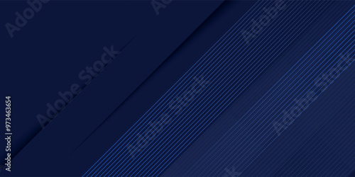 Modern abstract blue background with glowing geometric lines. Blue gradient hexagon shape design. Futuristic technology concept.