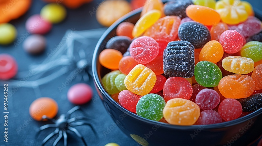Closeup of Halloween colorful candies Closeup of Halloween colorful candies