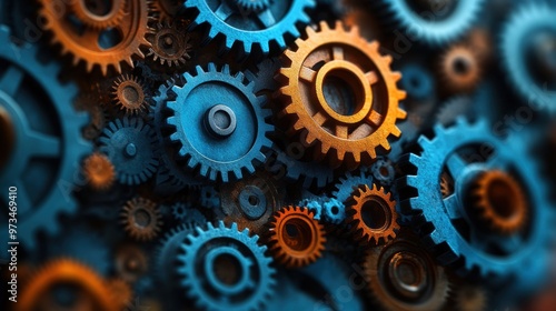 Wallpaper Mural collaboration of gears and cogs symbolizing teamwork strategy, featured on a concept banner Torontodigital.ca