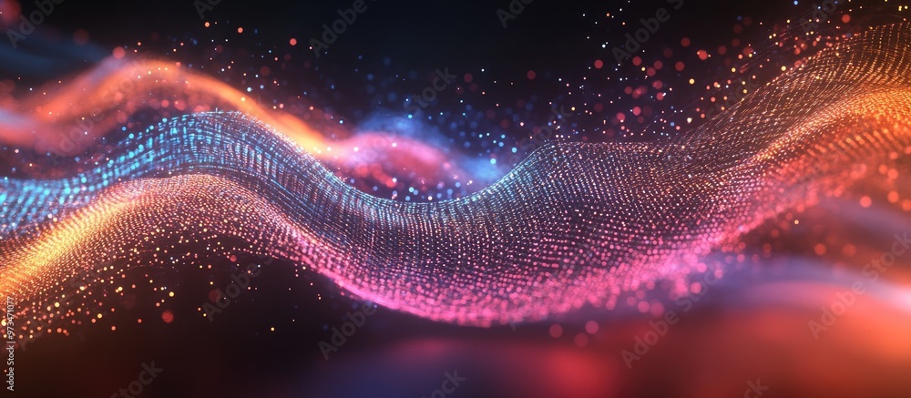 Abstract digital wave and light background design illustrating concepts of cyber data and technology Abstract digital wave and light background design illustrating concepts of cyber data and technology
