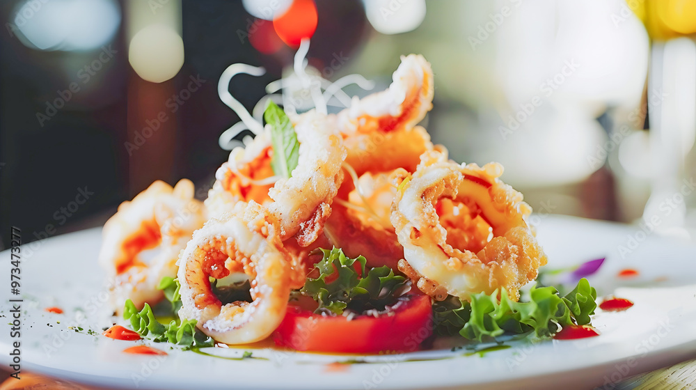 Stylish Shrimp Salad at a Modern Chinese Restaurant in Dubai Stylish Shrimp Salad at a Modern Chinese Restaurant in Dubai