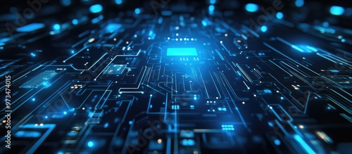 Blue futuristic technology background featuring cyber circuit patterns