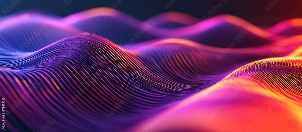 Gradient wavy line shapes create blended covers This abstract cyber background features a modern visual effect with repeating lines ideal for posters layouts placards and cards Gradient wavy line shapes create blended covers This abstract cyber background features a modern visual effect with repeating lines ideal for posters layouts placards and cards