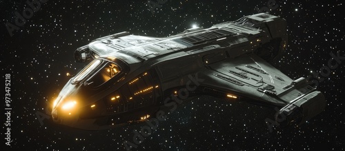 Wallpaper Mural Alien spacecraft soaring through deep space with twinkling stars as a backdrop captured from a rear perspective in a detailed 3D rendering Torontodigital.ca