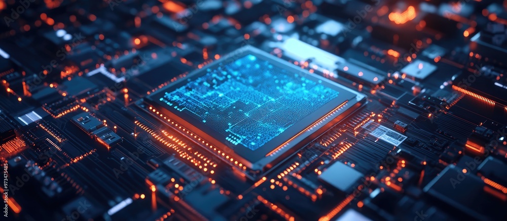 AI technology represented through a 3D illustration of a computer processor