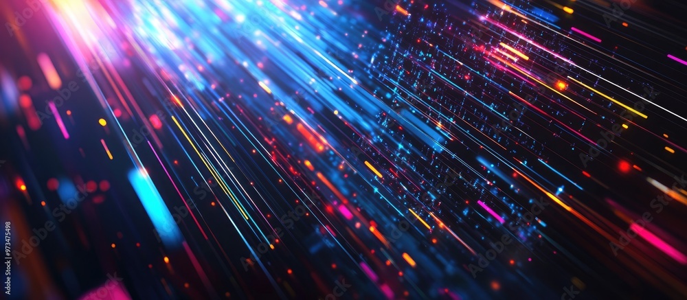 Fototapeta premium Multicolored geometric lines intersecting Graphic representation of digital technology Abstract design