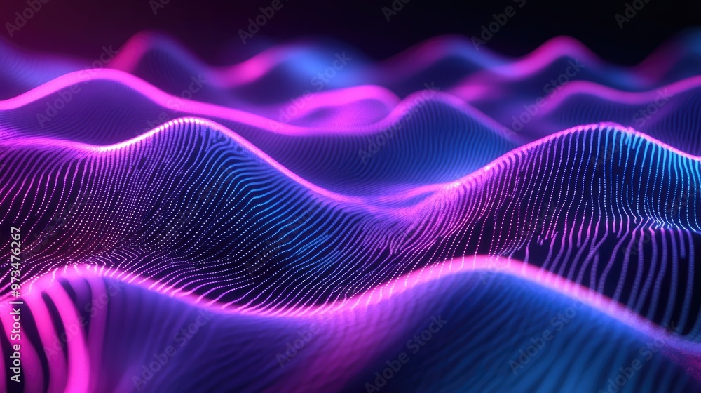 Abstract neon wavy lines glowing against a dark backdrop illustration in high definition Abstract neon wavy lines glowing against a dark backdrop illustration in high definition