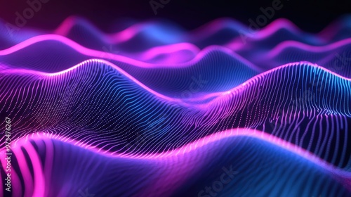 Abstract neon wavy lines glowing against a dark backdrop illustration in high definition
