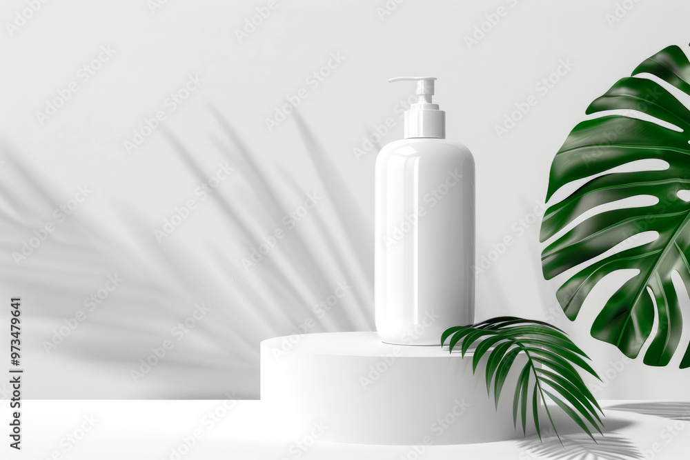 Mockup white bottle with dispenser for cleanser, soap on a white background. Packaging of cosmetic products. Copy space. Mockup white bottle with dispenser for cleanser, soap on a white background. Packaging of cosmetic products. Copy space.