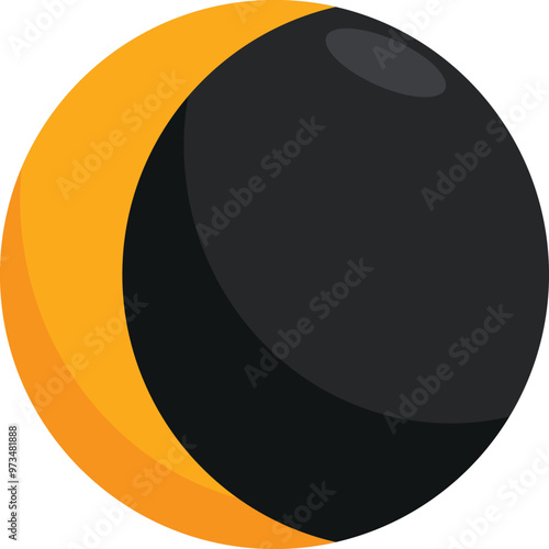 Partial solar eclipse with the moon covering part of the sun