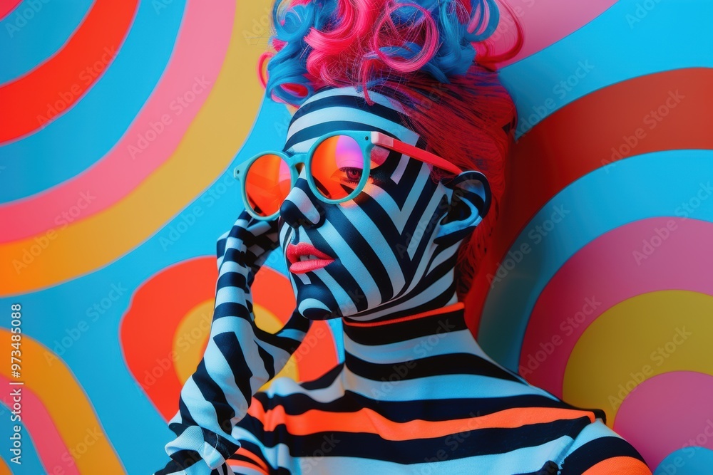 A vibrant celebration of geometric patterns in a colorful artistic display A vibrant celebration of geometric patterns in a colorful artistic display