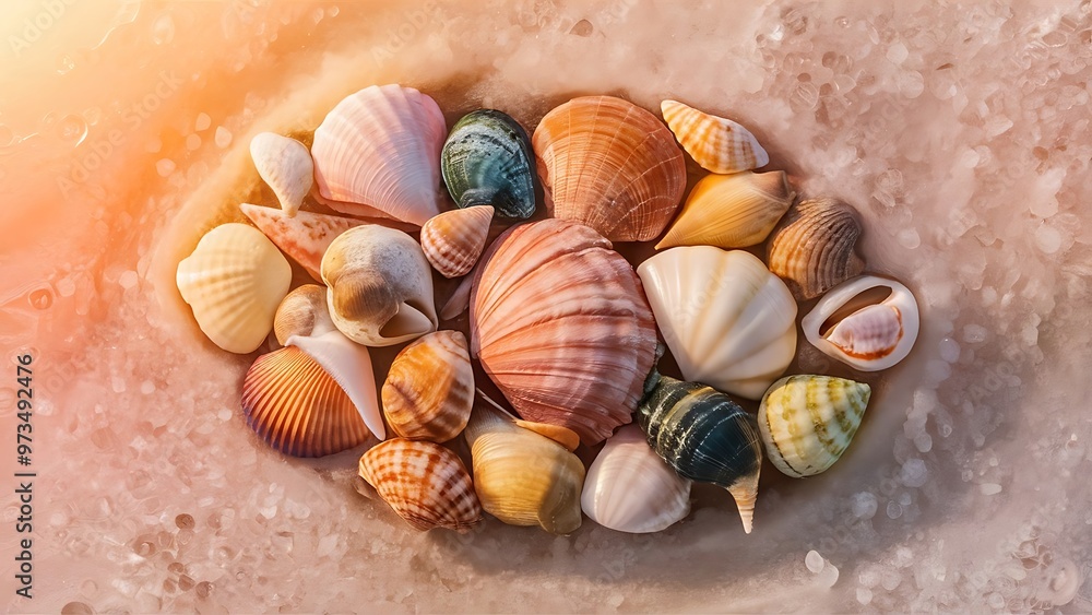 Sea shells with sand as background Sea shells with sand as background