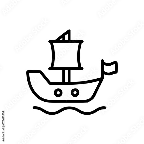 Pirate Ship Silhouette Icon - Transparent Background Clipart for Graphics and Design