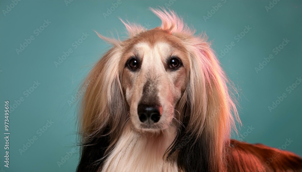 Afghan Hound dog on colored background
