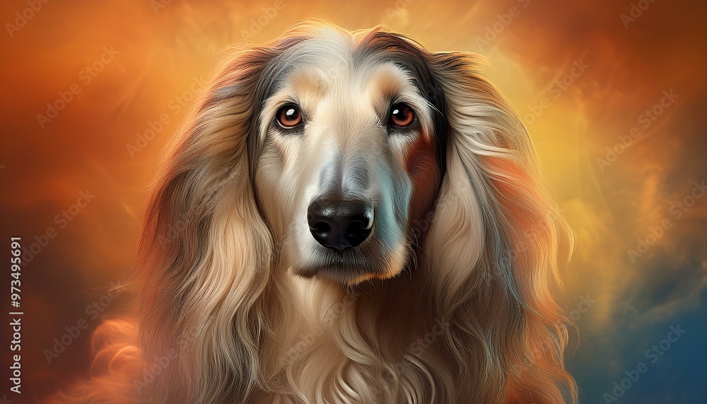 Afghan Hound dog on colored background Afghan Hound dog on colored background