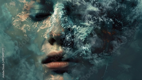 Abstract Portrait with Dreamlike Makeup photo