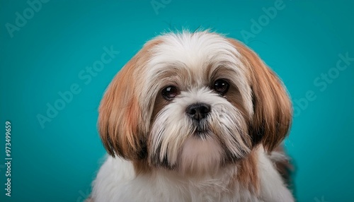 Lhasa Apso dog on colored background