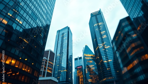 close up building Business skyscrapers in the Financial District, Toronto Downtown. ultra HD 4K 