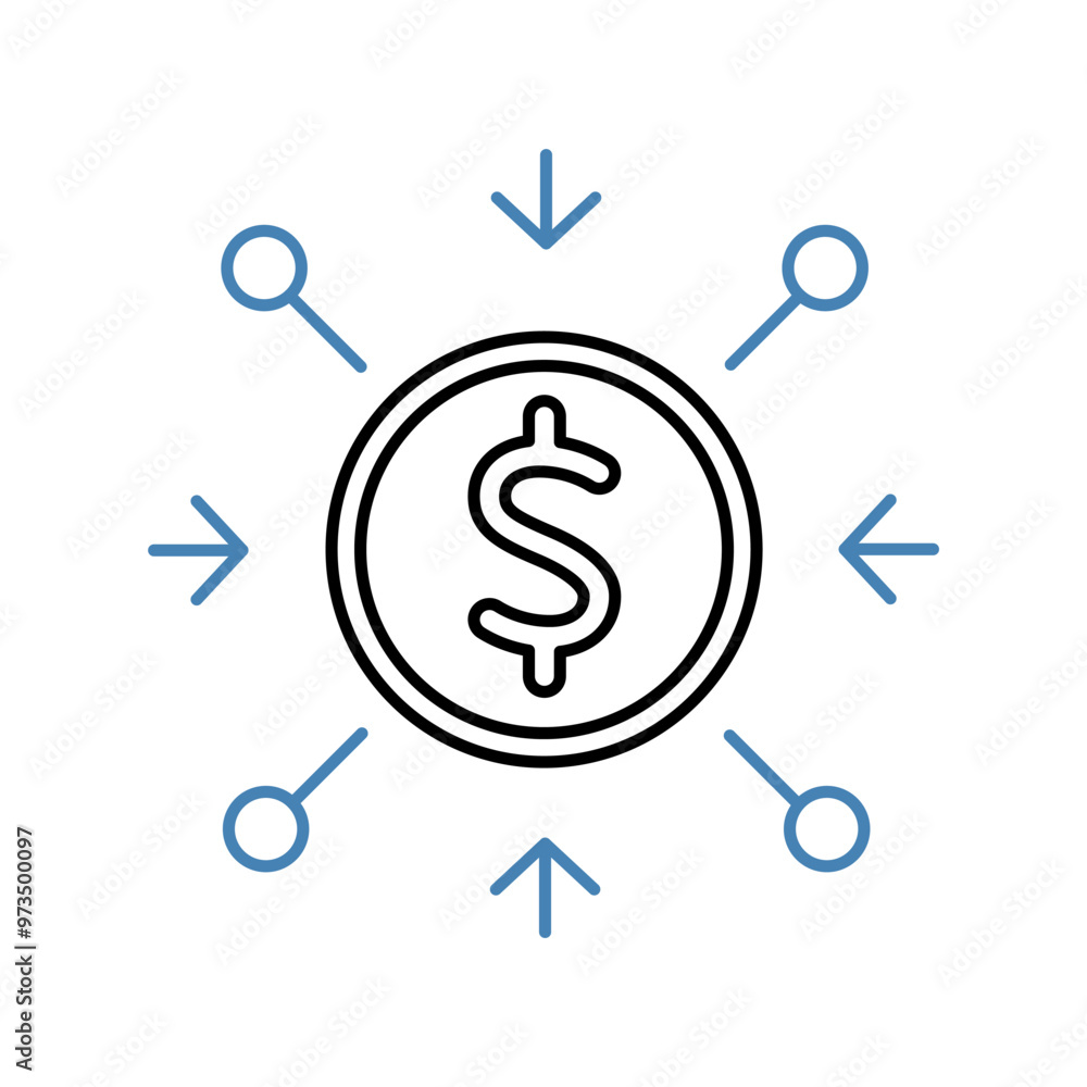 money management concept line icon. Simple element illustration. money management outline symbol design. money management concept line icon. Simple element illustration. money management outline symbol design.