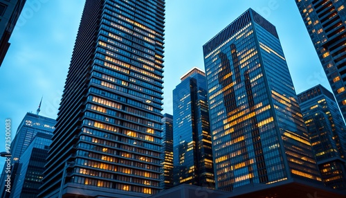 close up building Business skyscrapers in the Financial District, Toronto Downtown. ultra HD 4K 