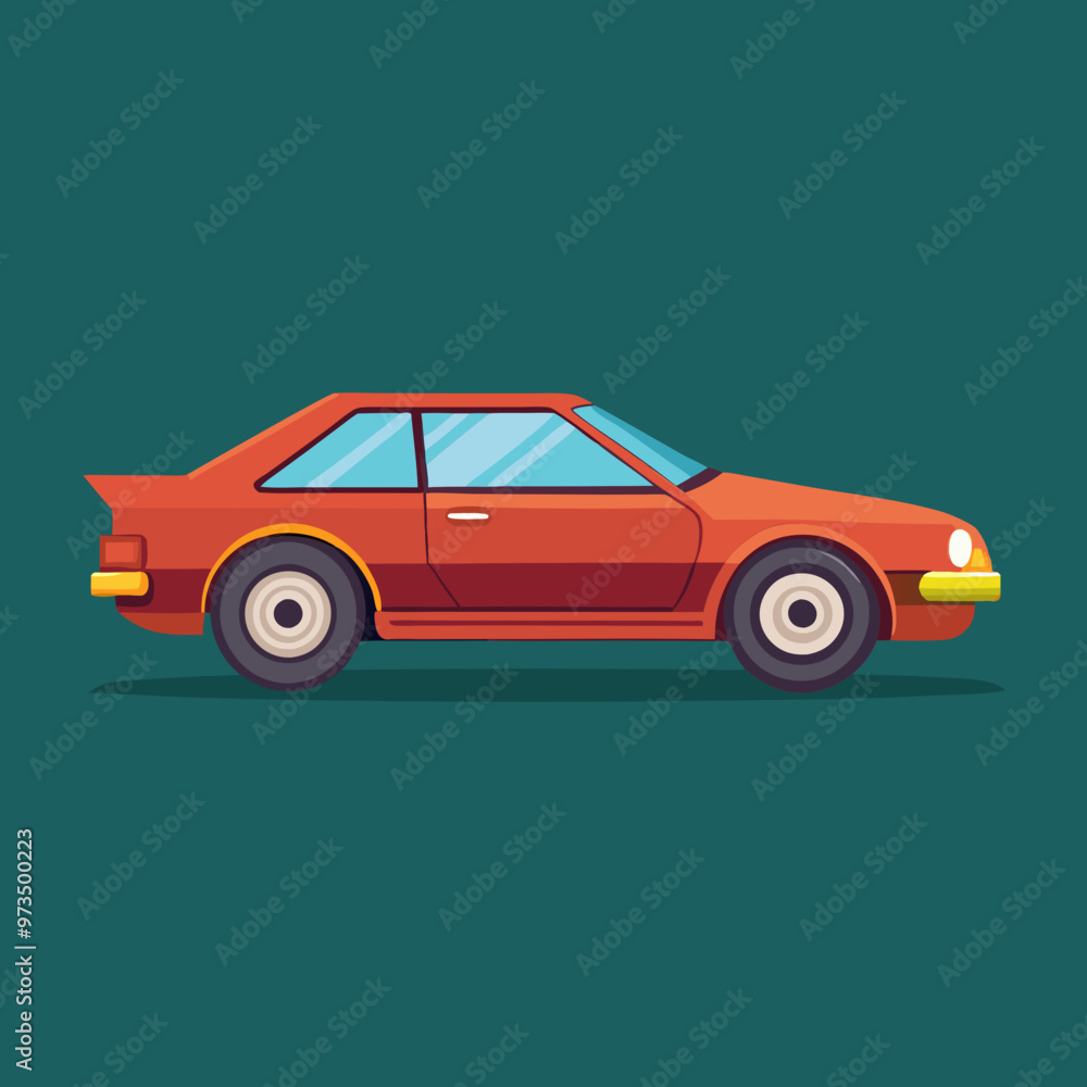a side view of a car in a flat design style a side view of a car in a flat design style
