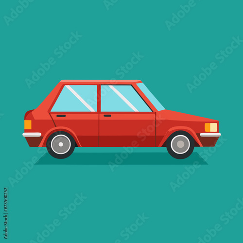 a side view of a car in a flat design style