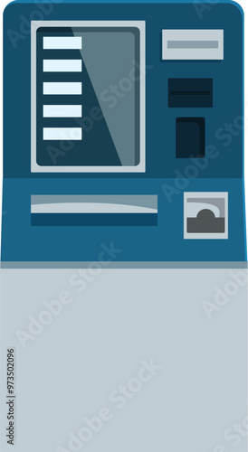 Blue atm machine accepting a credit card for banking transactions