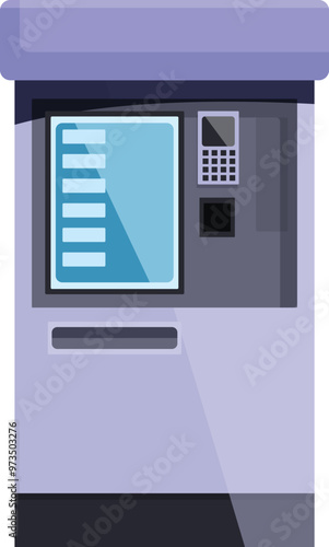Modern atm machine is displaying withdraw options, ready for customers to use