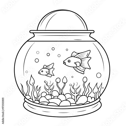 Explore the aquatic world with a detailed aquarium outline icon vector for versatile design use.
