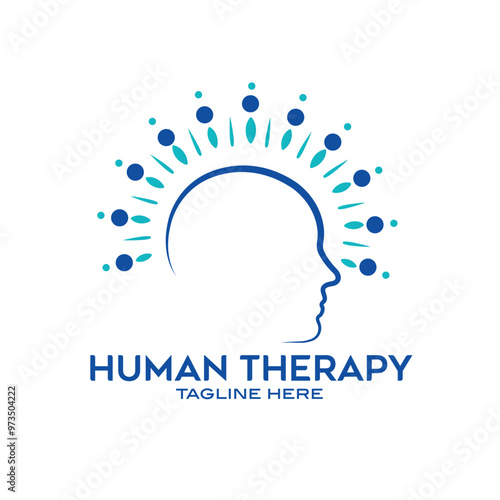 Modern Human Therapy Logo, Elegant Human Therapy Logo,  Geometric Symbol for Psychiatry and Psycholo