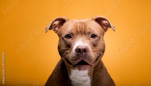 pitbull dog on colored background