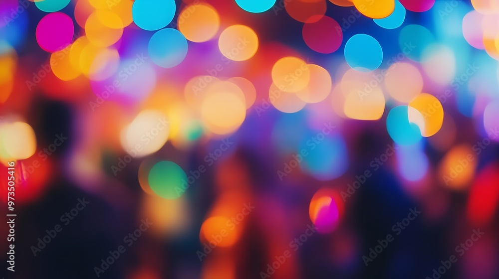 Fototapeta premium Abstract colorful bokeh lights background. Festive, bright, blurred background