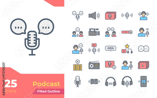 Podcast Filled Color Icons