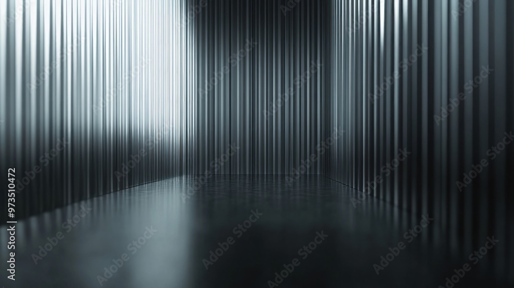 Empty room with steel wall panels. Empty room with steel wall panels.