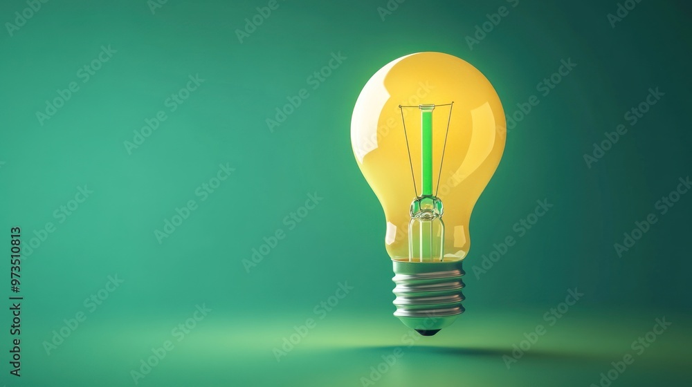 A single light bulb on a green background. A single light bulb on a green background.