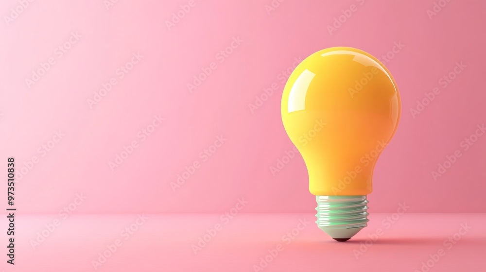 Yellow lightbulb on pink background. Yellow lightbulb on pink background.