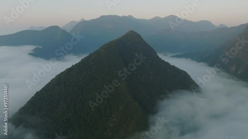 Drone Nong Khiaw in Clouds (Laos)