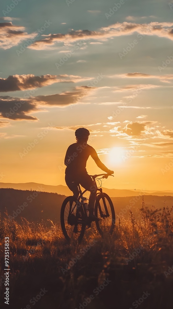 Person’s Shadow Riding Bicycle in the Glow of Twilight Person’s Shadow Riding Bicycle in the Glow of Twilight