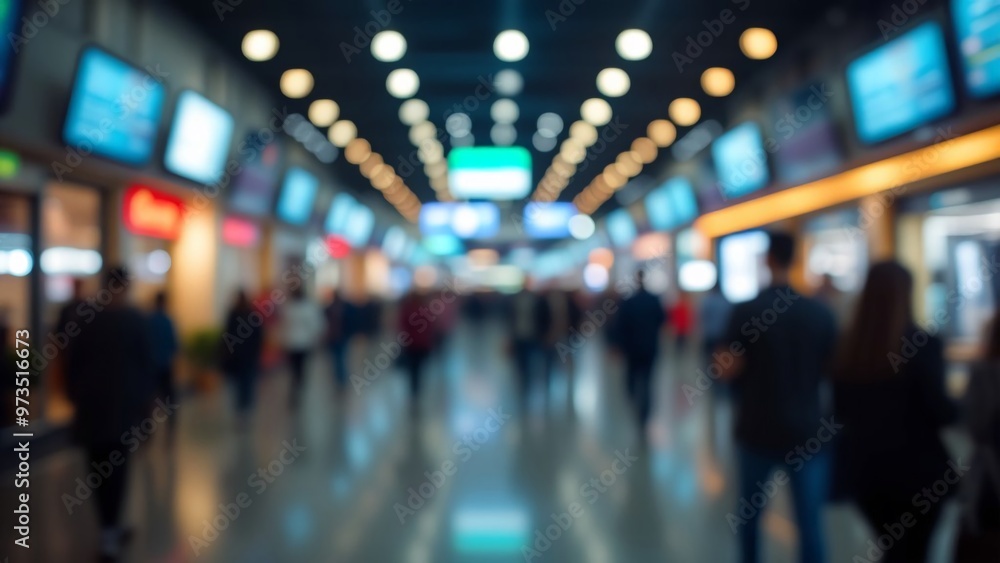 Blur, defocused background of public exhibition hall. Business tradeshow, job fair, or stock market. Organization or company event, commercial trading, or shopping mall marketing advertisement concept Blur, defocused background of public exhibition hall. Business tradeshow, job fair, or stock market. Organization or company event, commercial trading, or shopping mall marketing advertisement concept